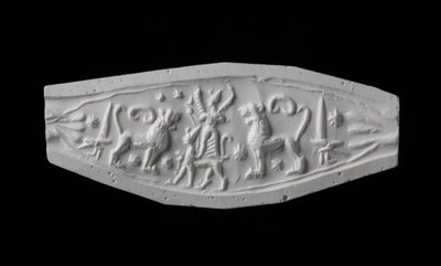 Gipsafgietsel van een zegelring, Late Bronstijd door Syrian